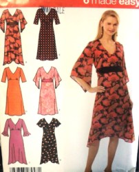 4946 6 EZ SS-LS EMPIRE SHAPED V-DRESS TIED OR NOT PATTERN 14-22